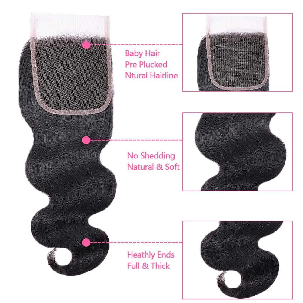 Sdamey Brazilian Body Wave Human Hair 6X6 Lace Closure