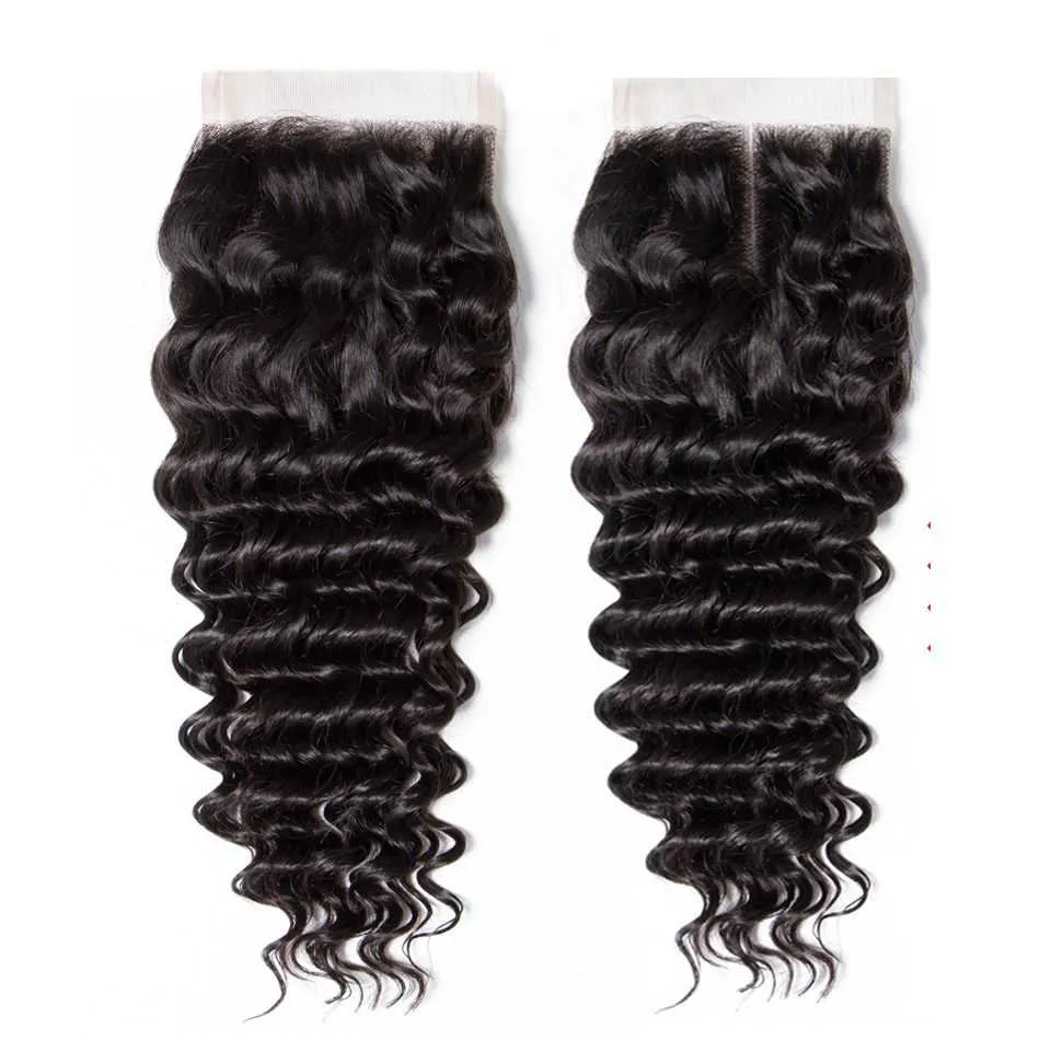 Sdamey Brazilian Deep Wave Human Hair 7X7 Lace Closure