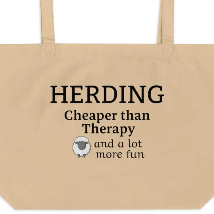 Sheep Herding Cheaper than Therapy X-Large Tote/Shopping Bag