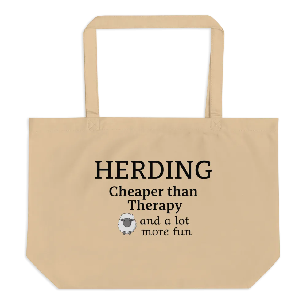 Sheep Herding Cheaper than Therapy X-Large Tote/Shopping Bag