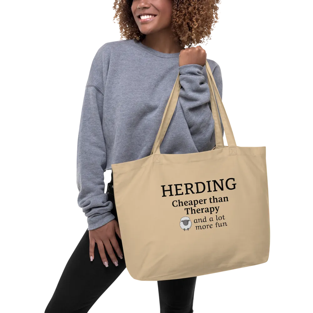 Sheep Herding Cheaper than Therapy X-Large Tote/Shopping Bag