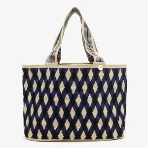 Shopping Bag L - AVOCA - Navy & Beige