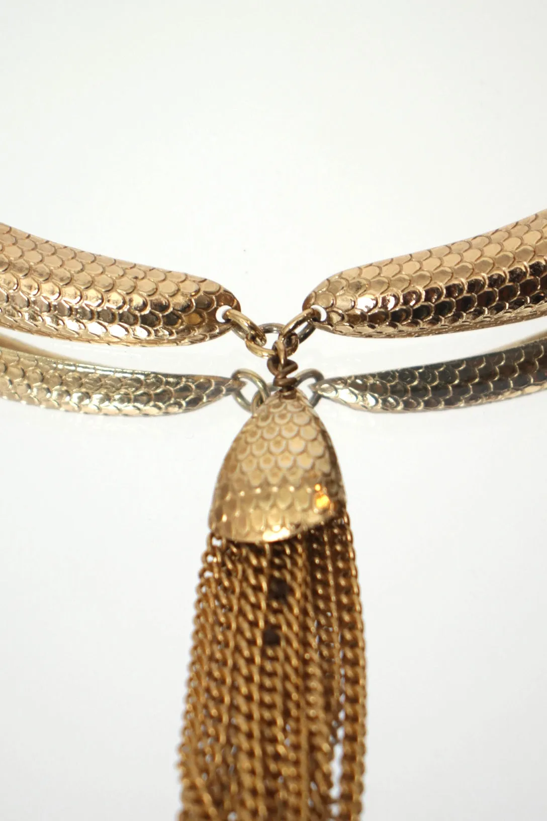 Snake Embossed Tassel Choker