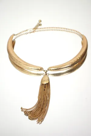 Snake Embossed Tassel Choker