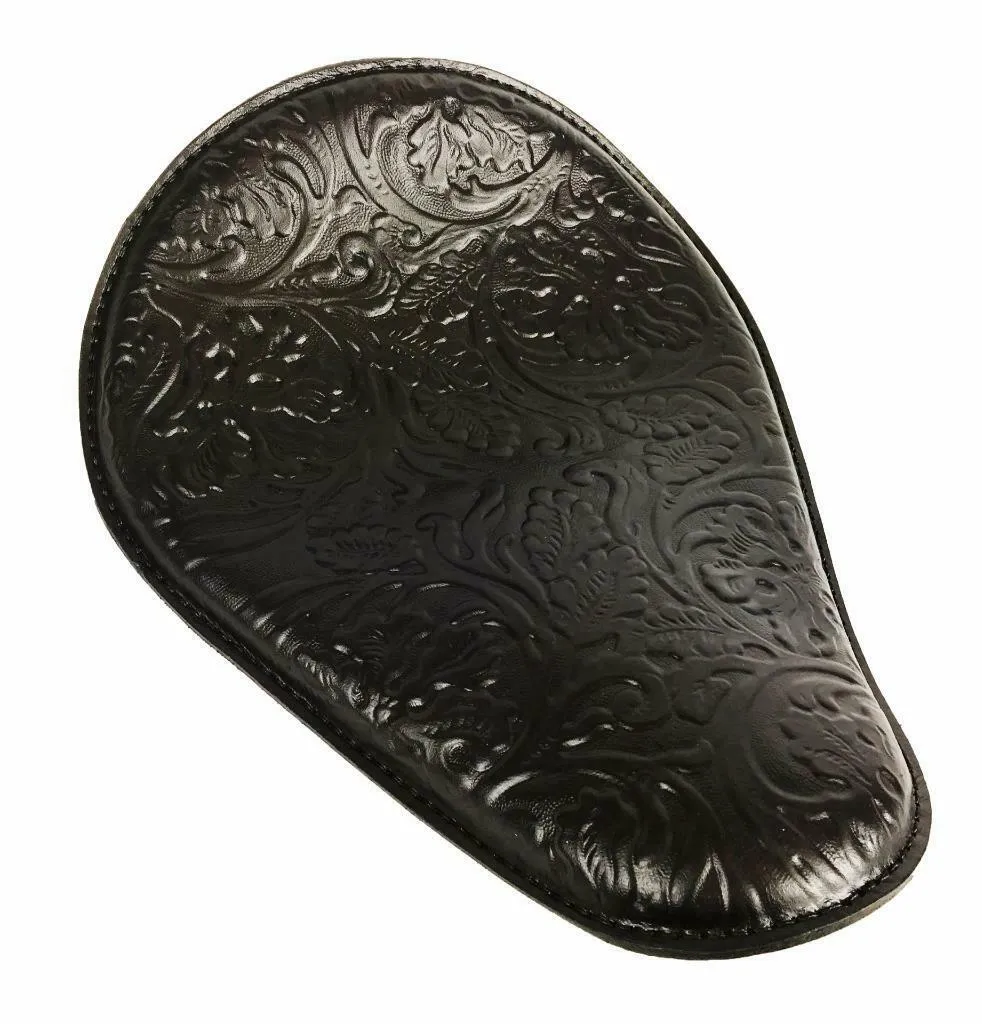 Spring Seat Chopper Bobber Harley Sportster Honda 10x13 Black Oak Leaf Leather