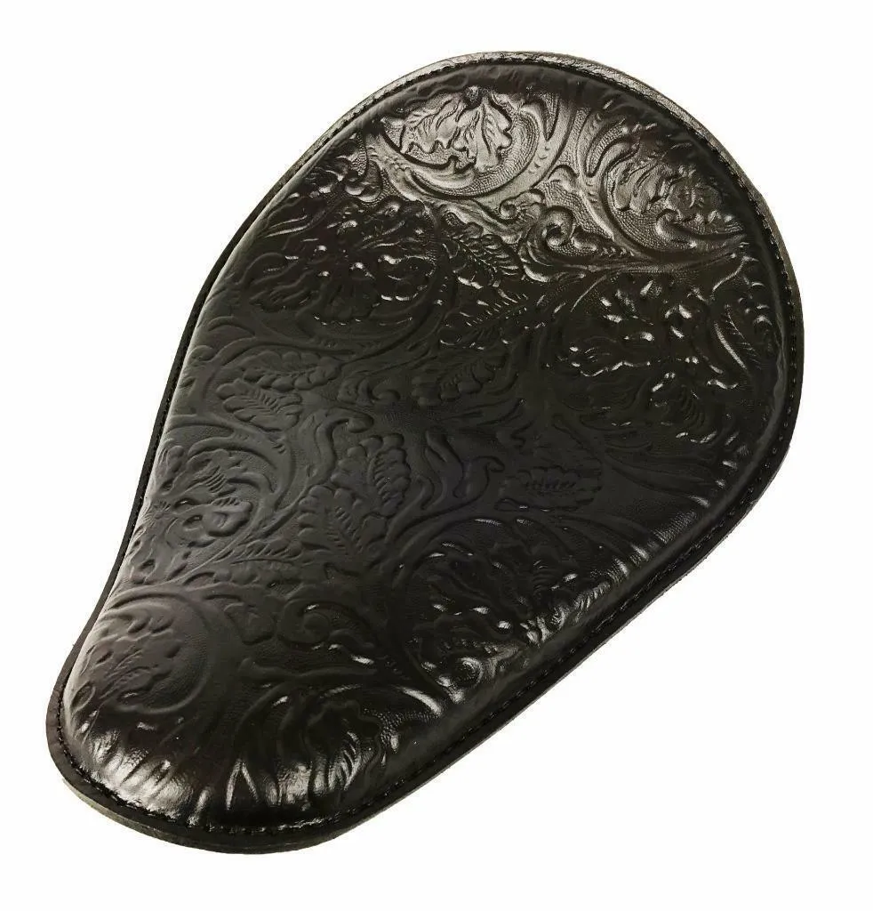 Spring Seat Chopper Bobber Harley Sportster Honda 10x13 Black Oak Leaf Leather