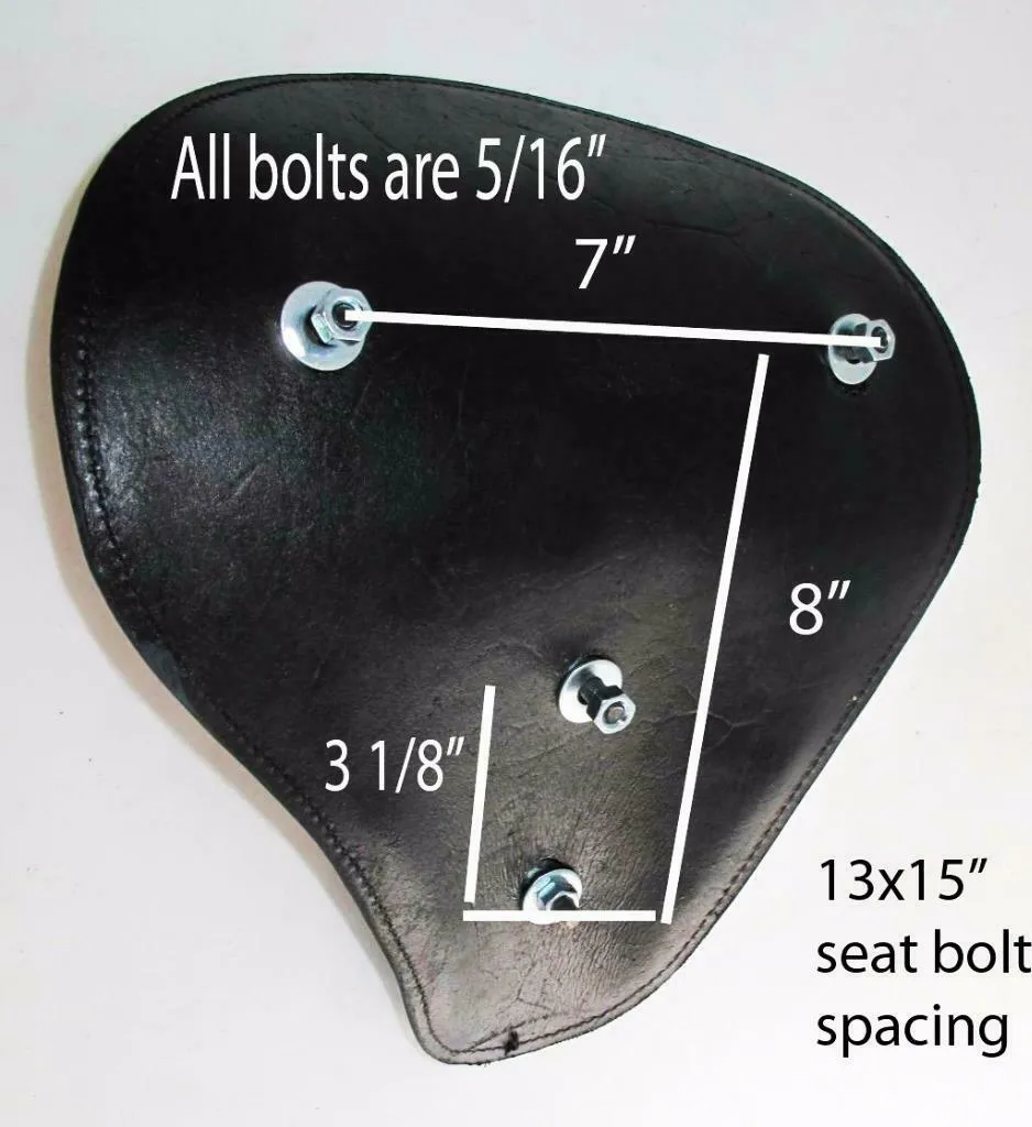 Spring Seat Chopper Bobber Harley Sportster Honda 13x15 Black Tooled Leather MRC