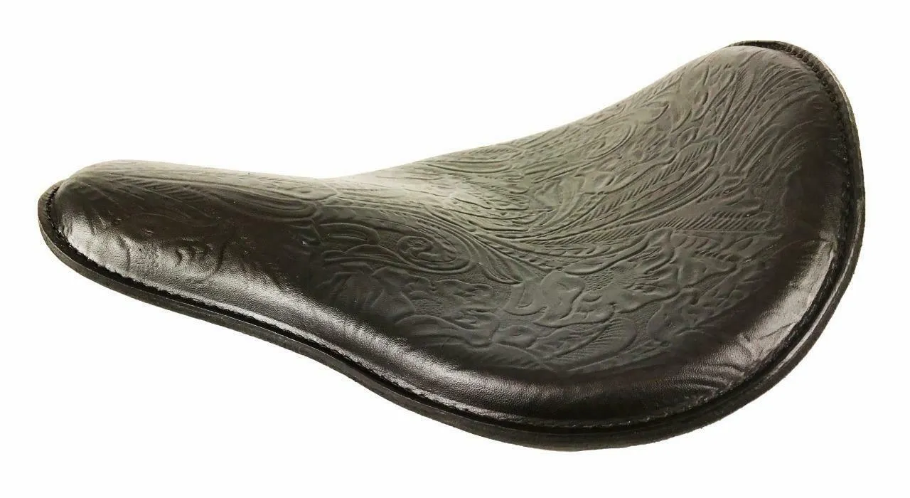 Spring Seat Chopper Bobber Harley Sportster Honda 13x15 Black Tooled Leather MRC