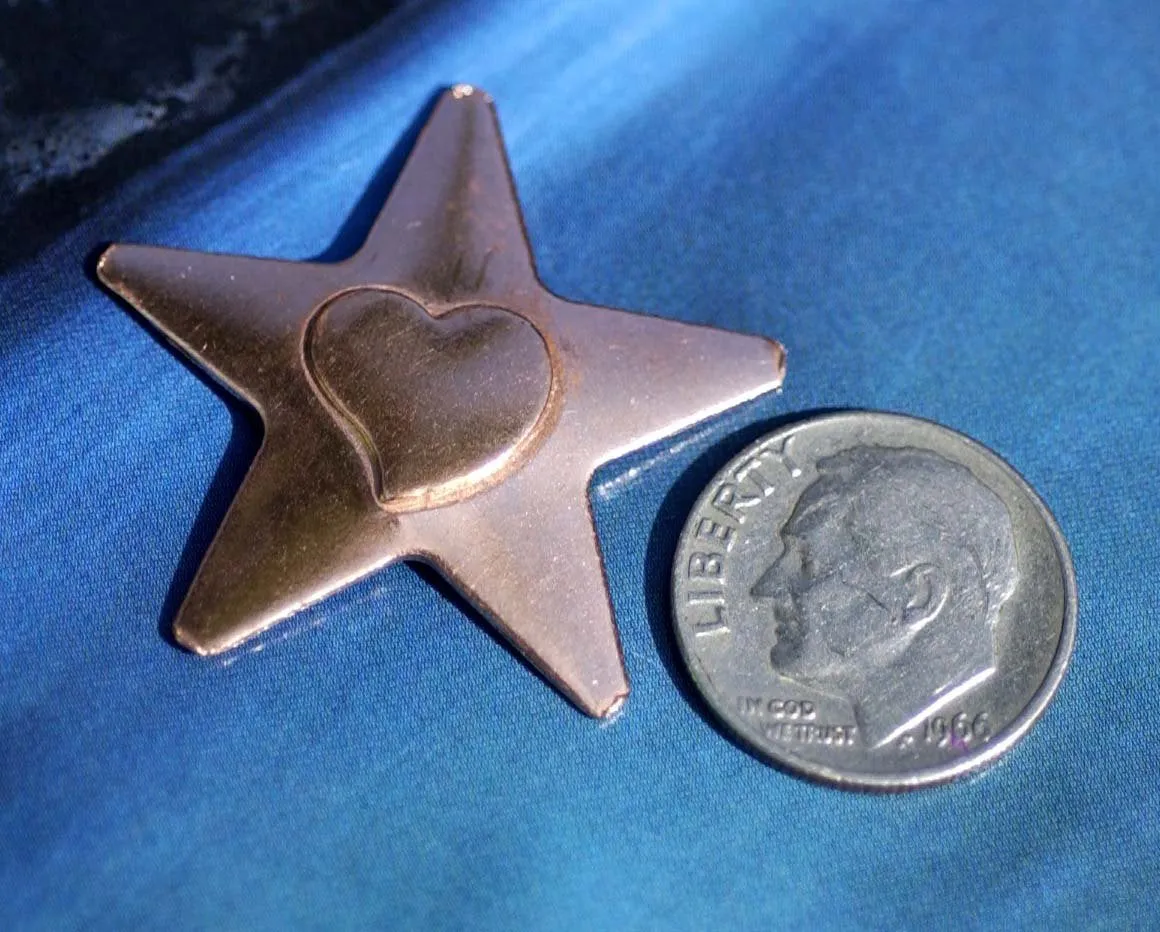 Star shapes with Heart Embossed metal blanks