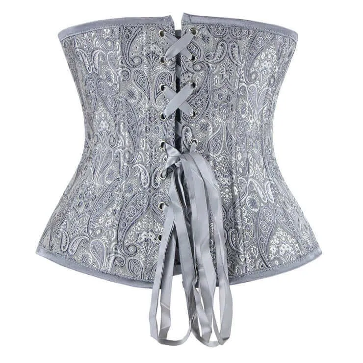 Steel Boned Grey Jacquard Underbust