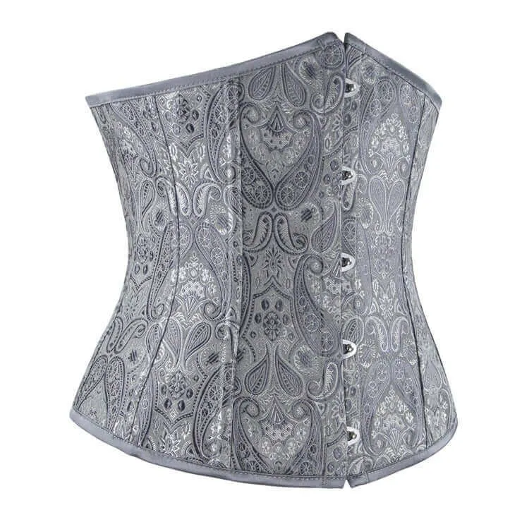 Steel Boned Grey Jacquard Underbust
