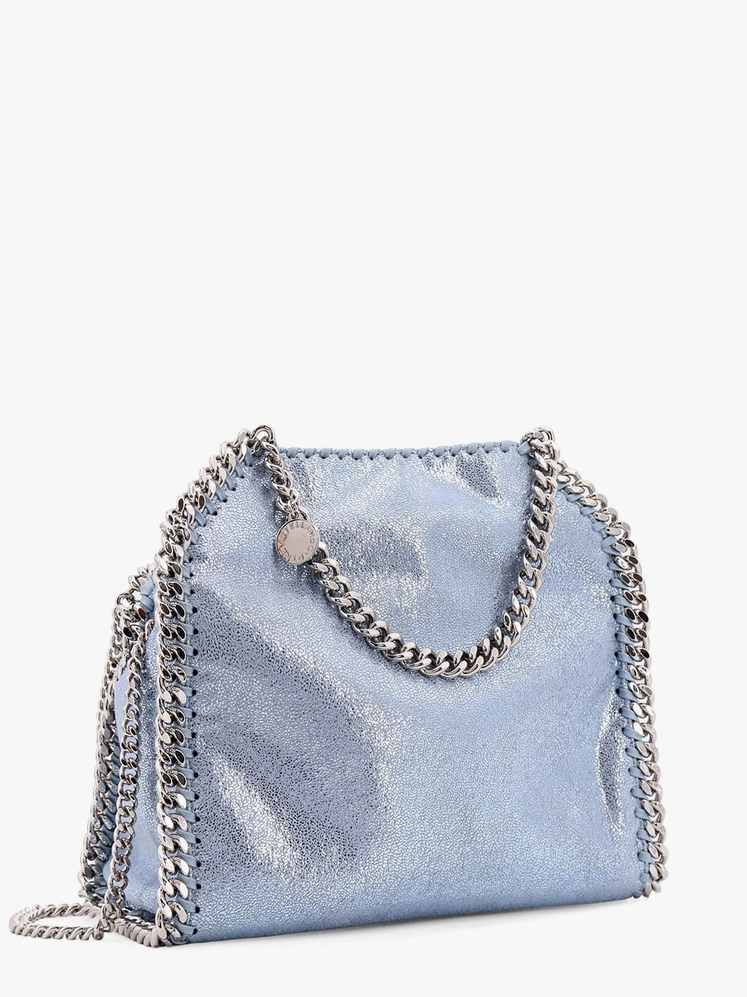 Stella Mccartney Falabella Mini Tote Shoulder Bag In Shaggy Deer Eco Shiny Fabric