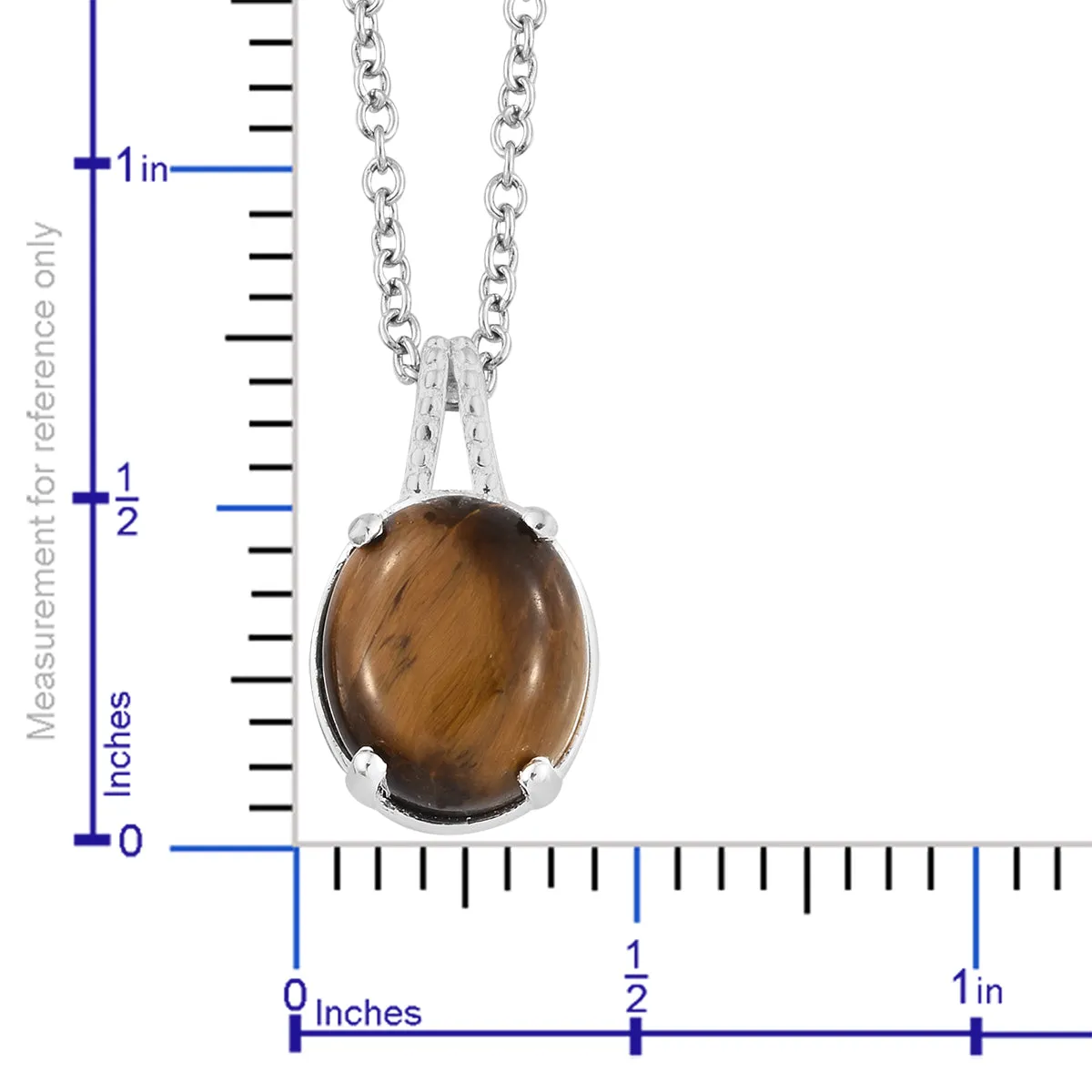 Sterling Silver TIGERS EYE Pendant with 20" Chain with Magnetic Clasp