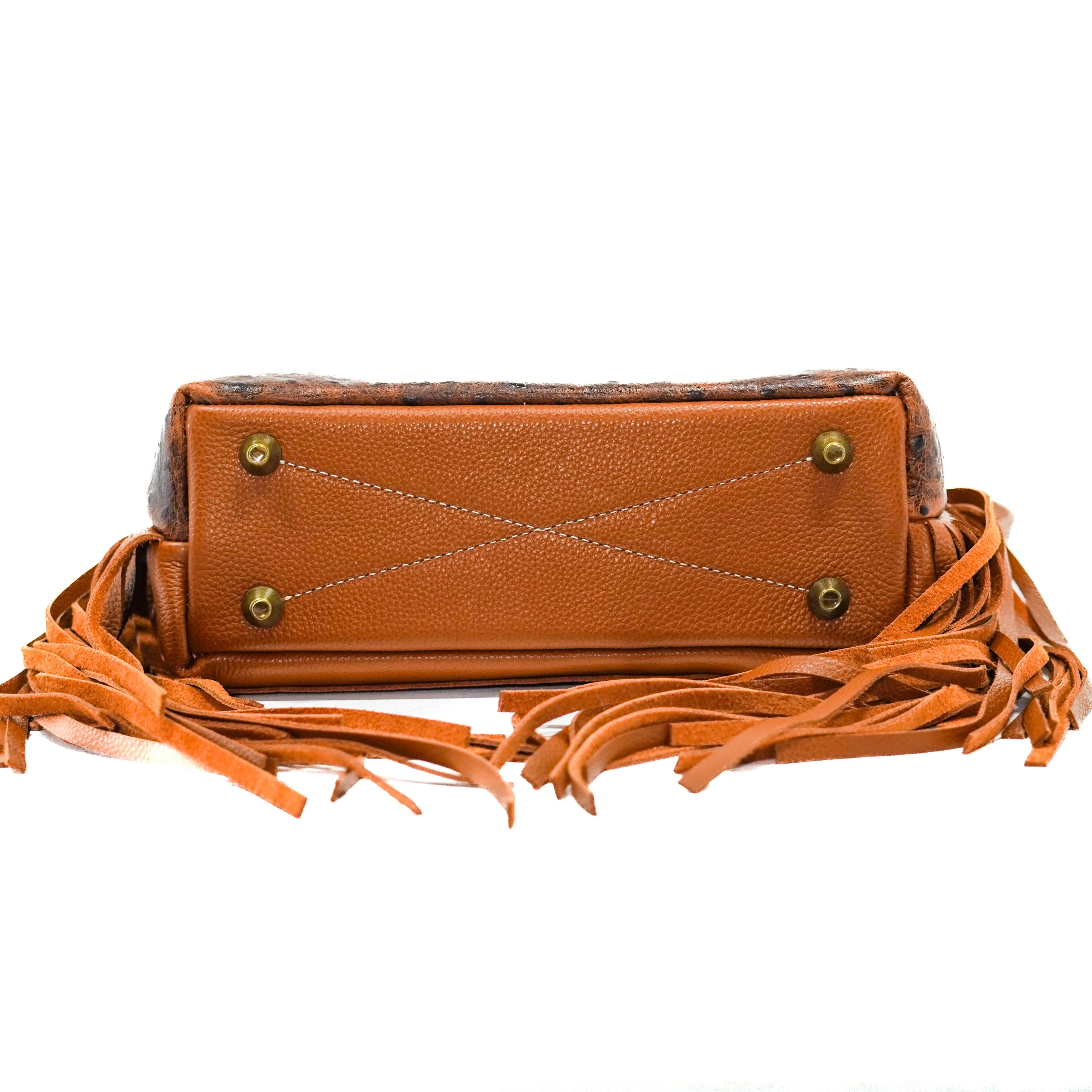 Swift - Ostrich Embossed w/ Dulce De Leche Leather