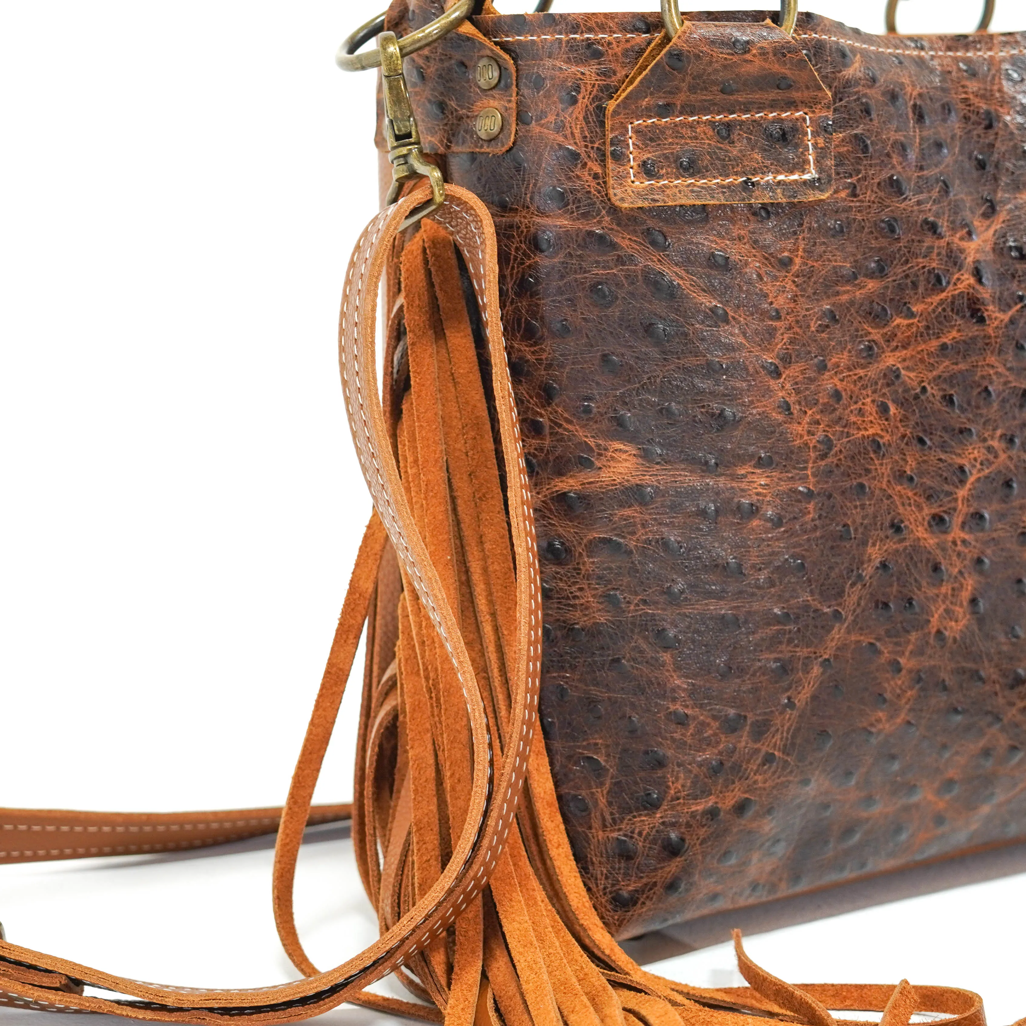 Swift - Ostrich Embossed w/ Dulce De Leche Leather