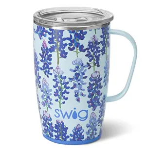 Swig Life 18oz Travel Mug | Insulated Stainless Steel Tumbler with Handle | Bluebonnet