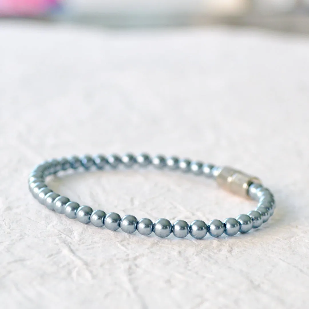 Teal Pearl Hematite Magnetic Bracelet for Pain