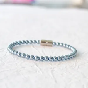 Teal Pearl Hematite Magnetic Bracelet for Pain