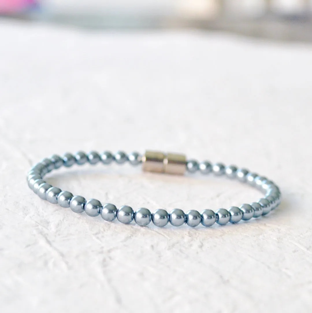 Teal Pearl Hematite Magnetic Bracelet for Pain