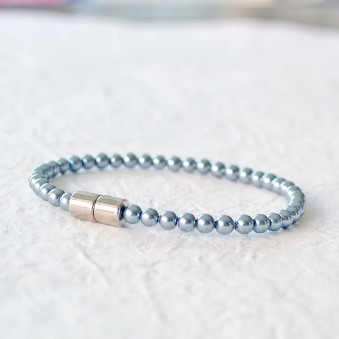 Teal Pearl Hematite Magnetic Bracelet for Pain