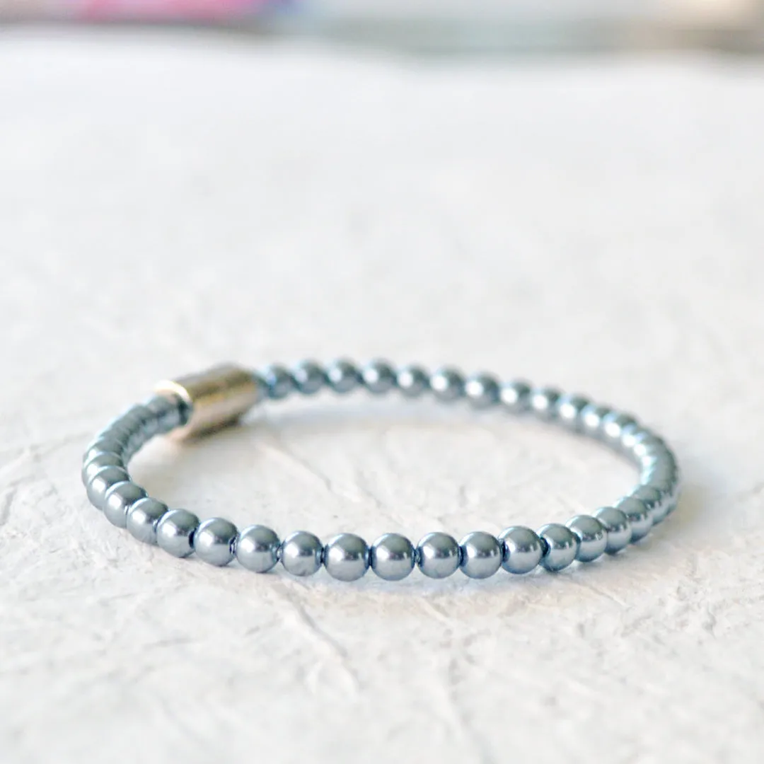 Teal Pearl Hematite Magnetic Bracelet for Pain