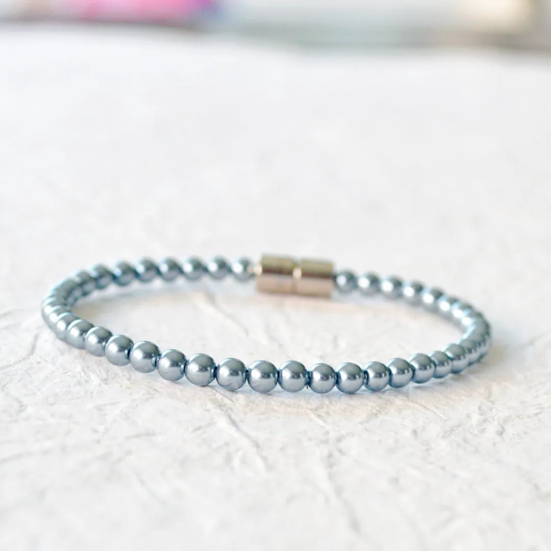Teal Pearl Hematite Magnetic Bracelet for Pain