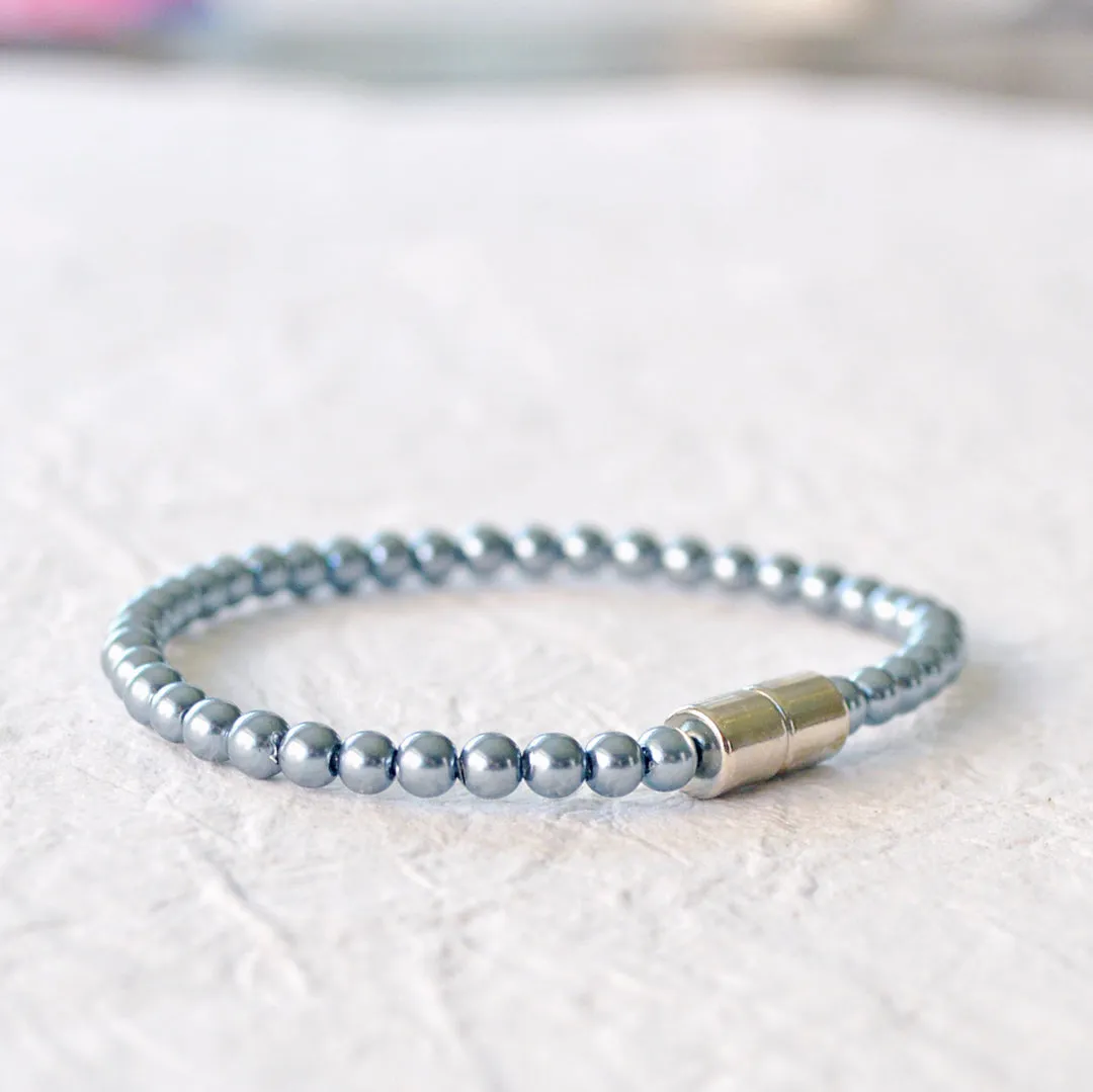 Teal Pearl Hematite Magnetic Bracelet for Pain