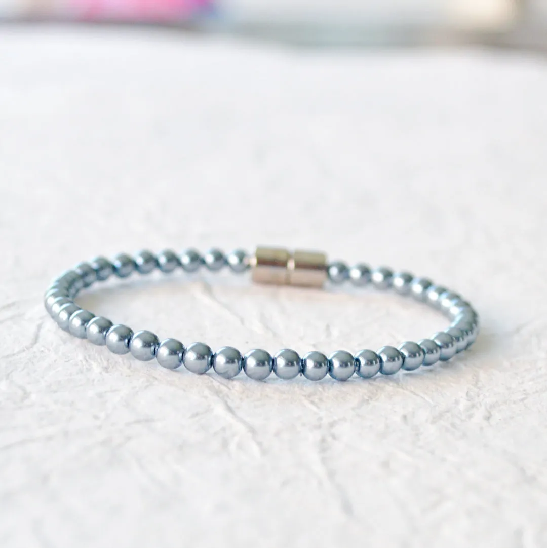 Teal Pearl Hematite Magnetic Bracelet for Pain