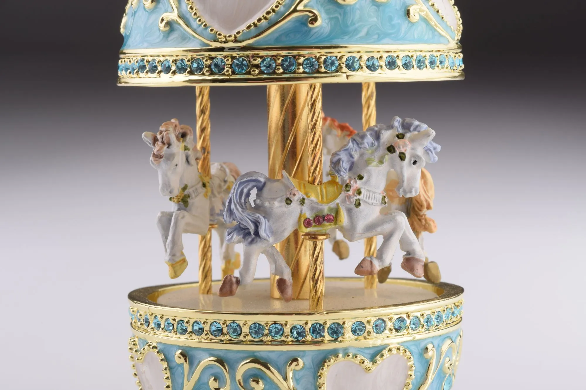 Teal Wind up Musical Carousel