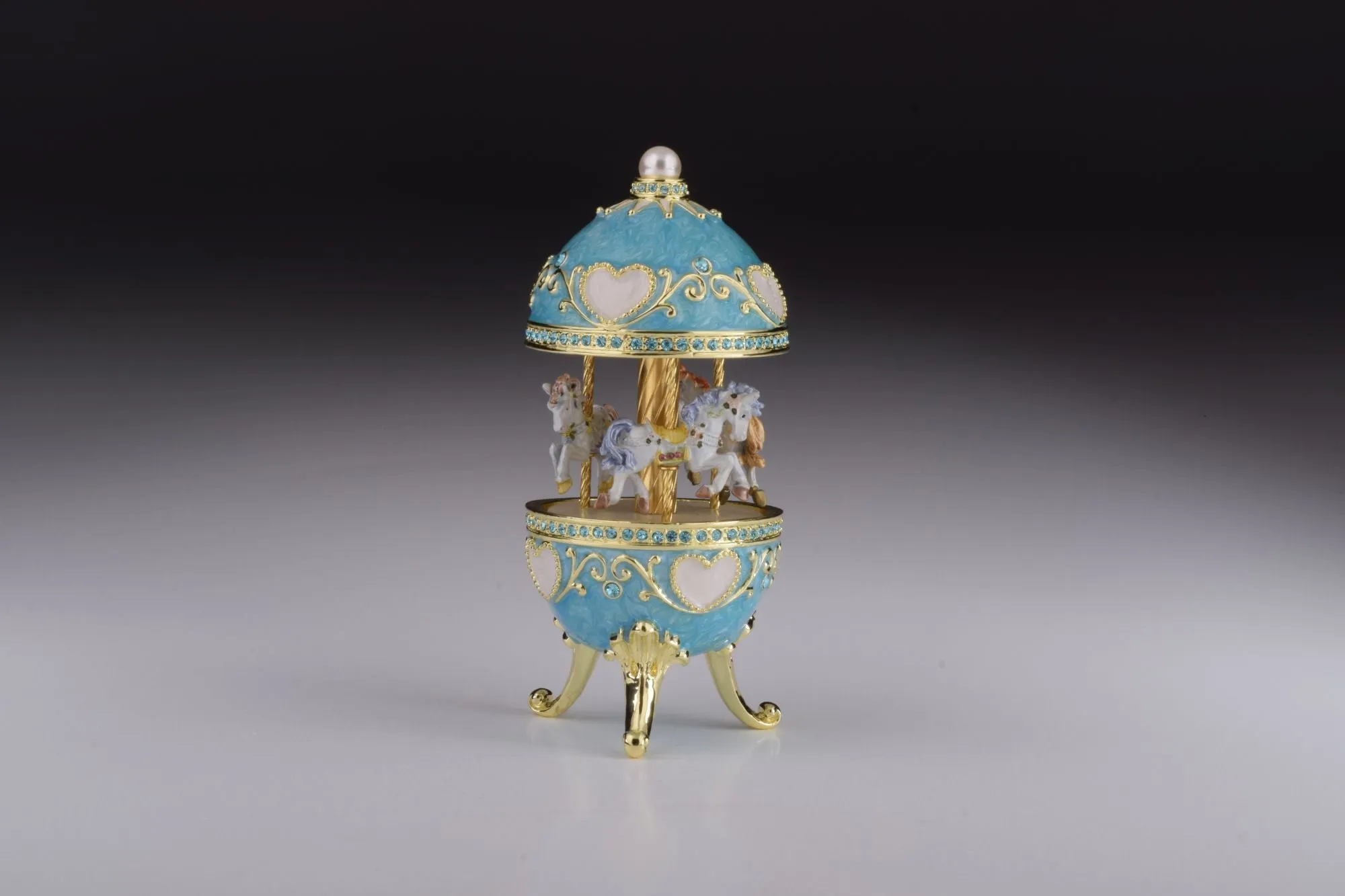 Teal Wind up Musical Carousel
