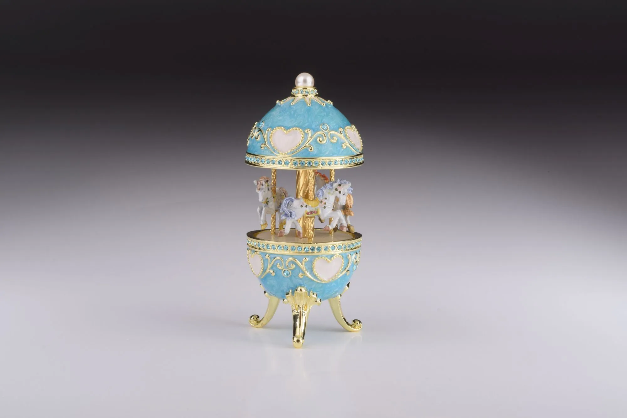 Teal Wind up Musical Carousel