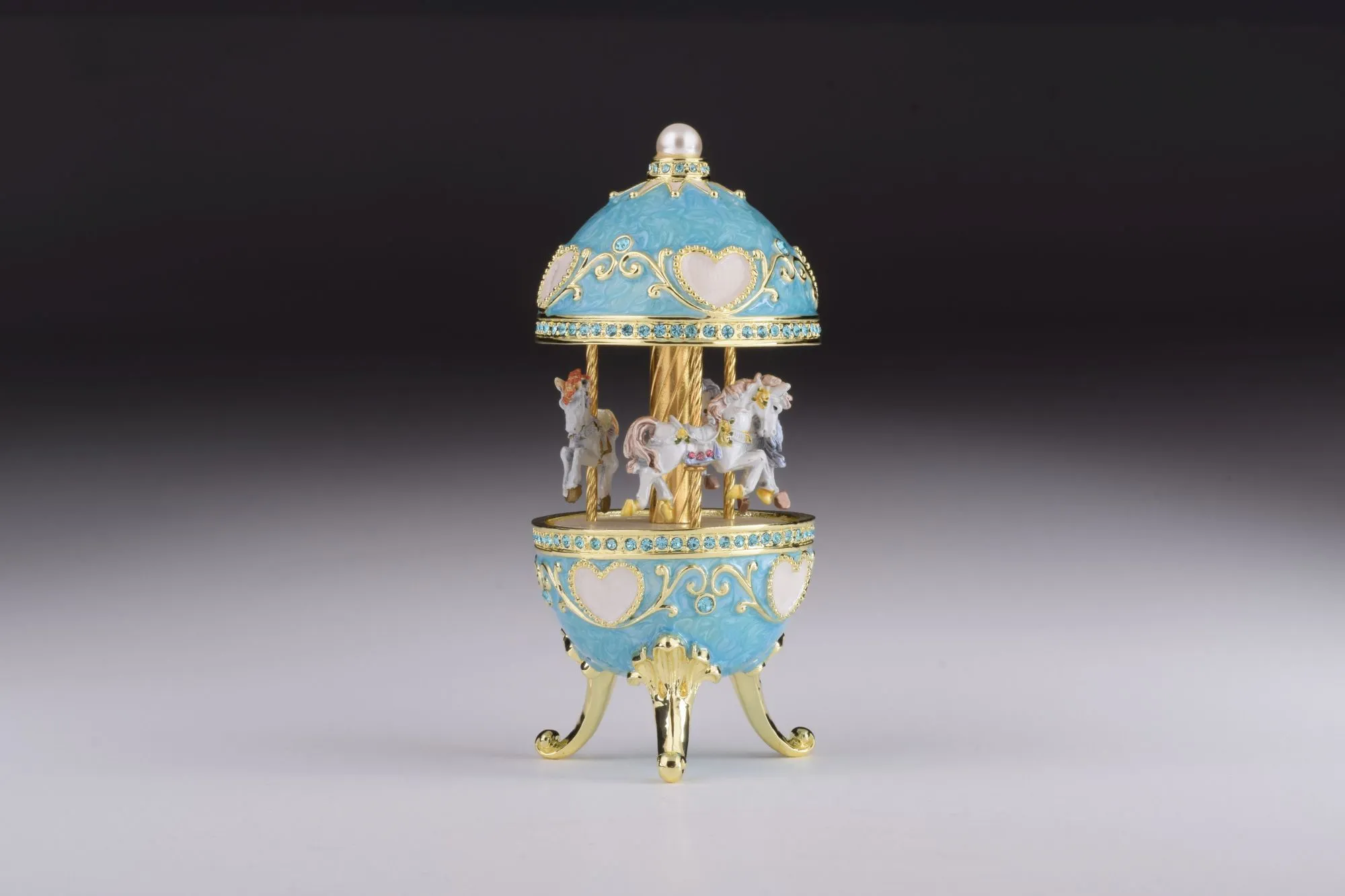 Teal Wind up Musical Carousel