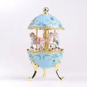 Teal Wind up Musical Carousel