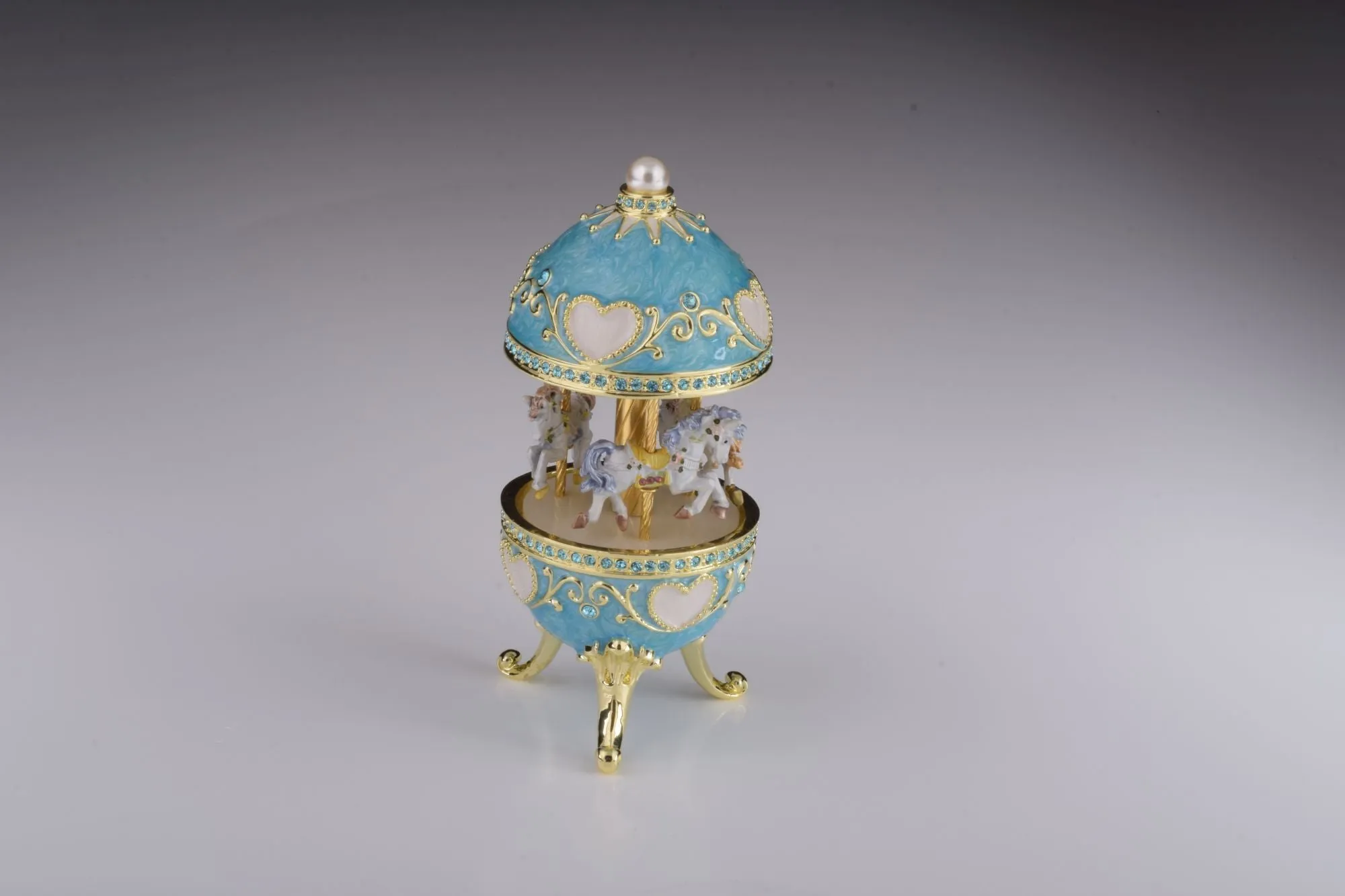 Teal Wind up Musical Carousel