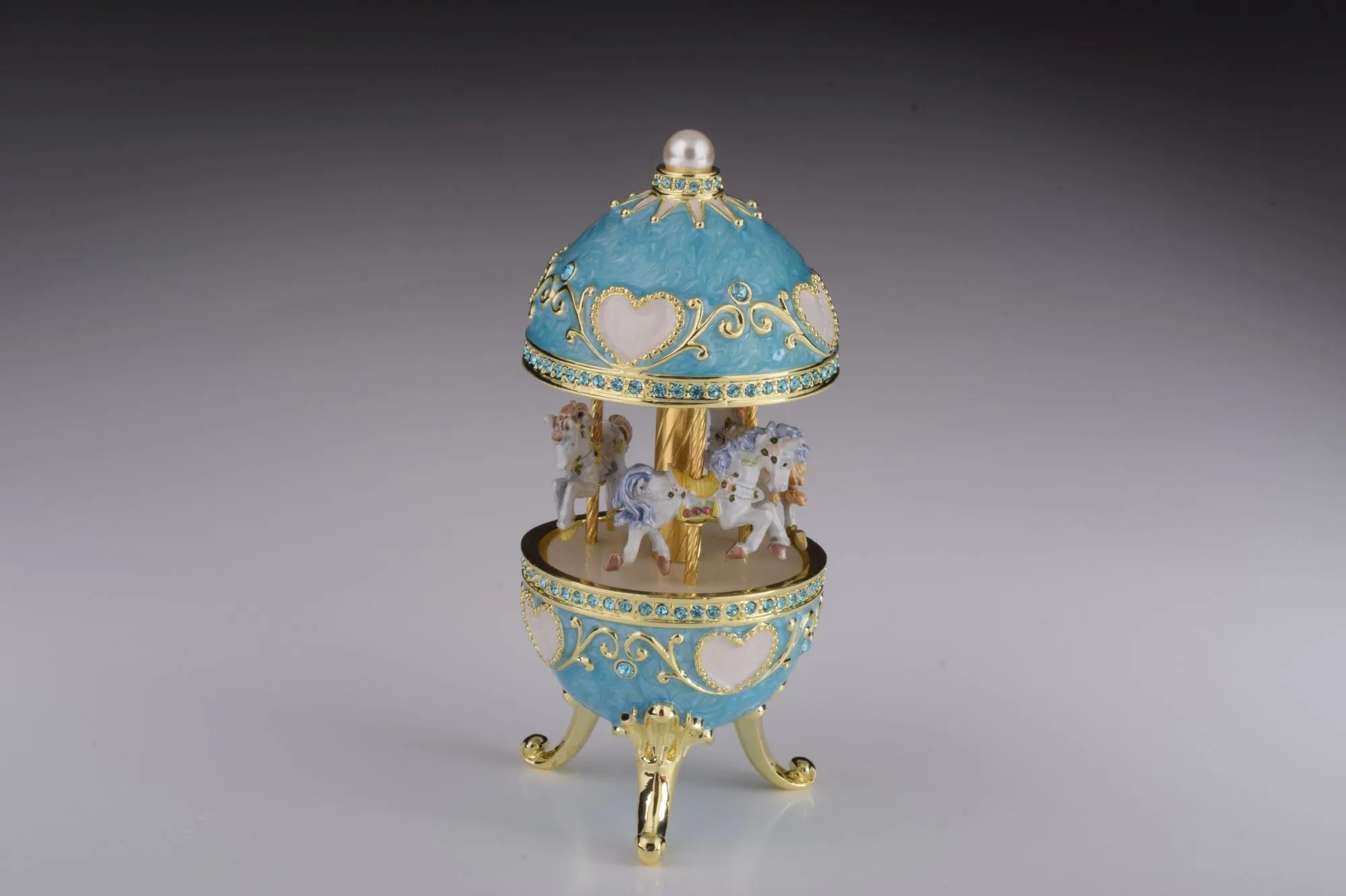 Teal Wind up Musical Carousel