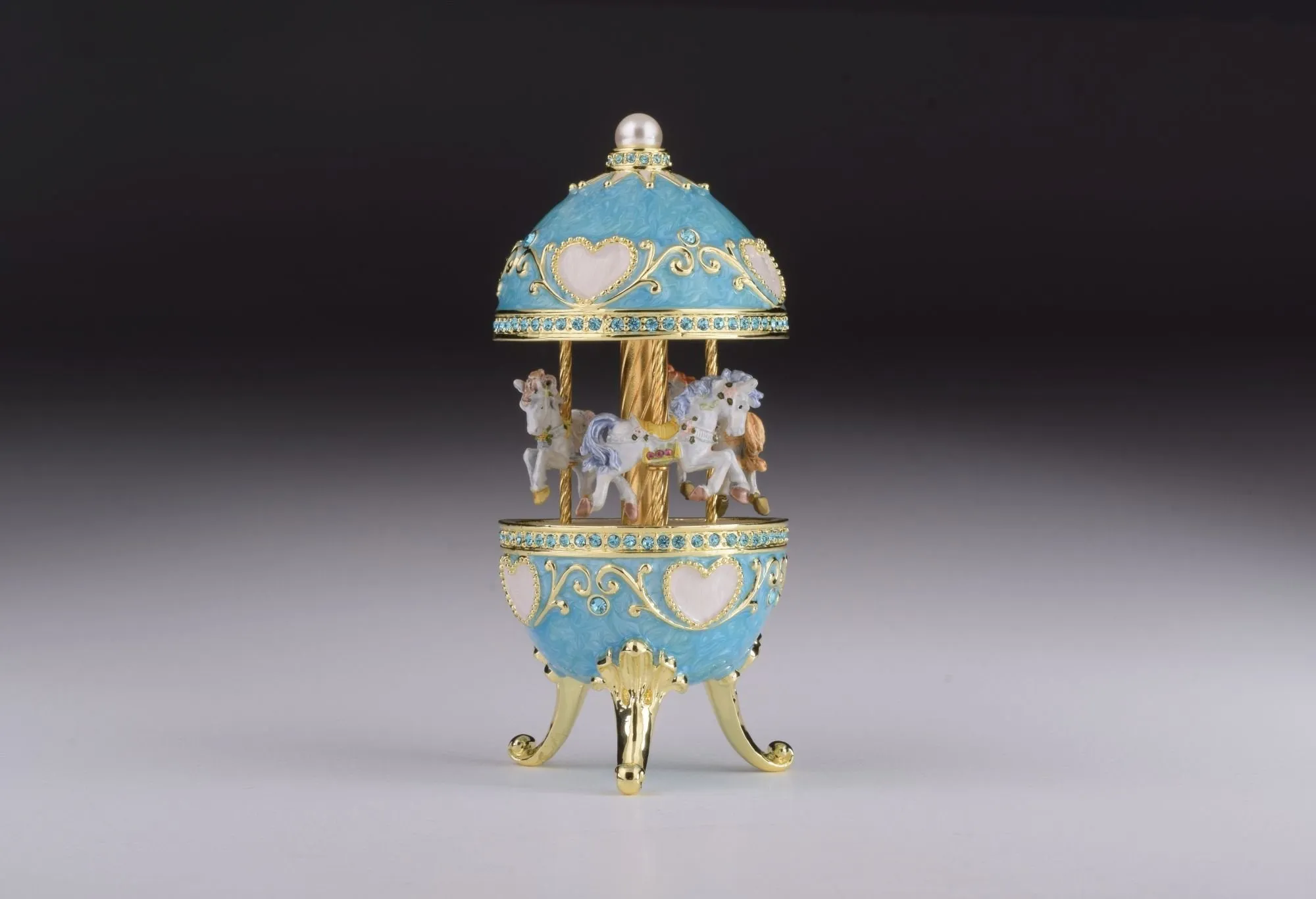 Teal Wind up Musical Carousel