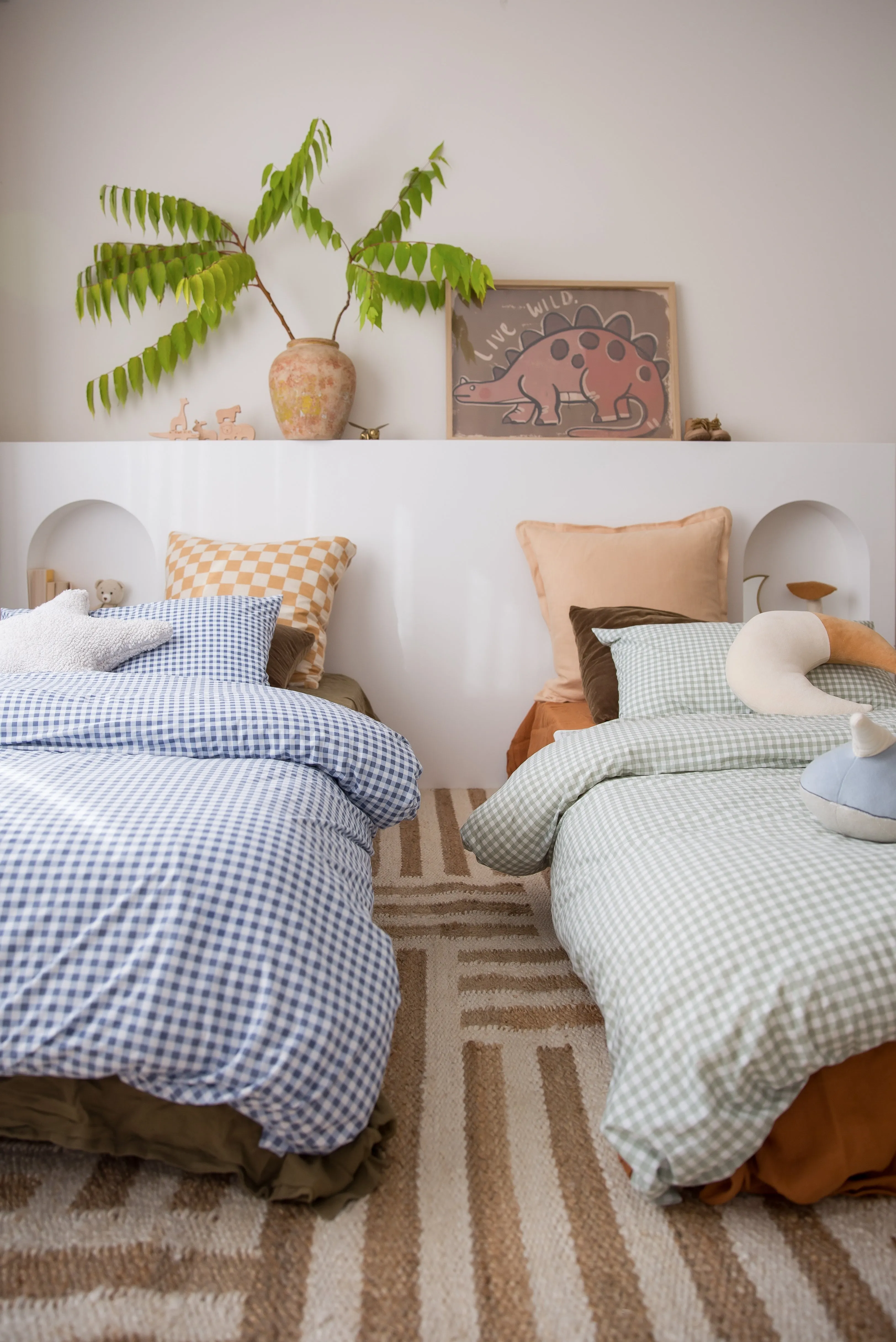 The Midnight Gang Dusty Blue Gingham Waterproof Doona Cover