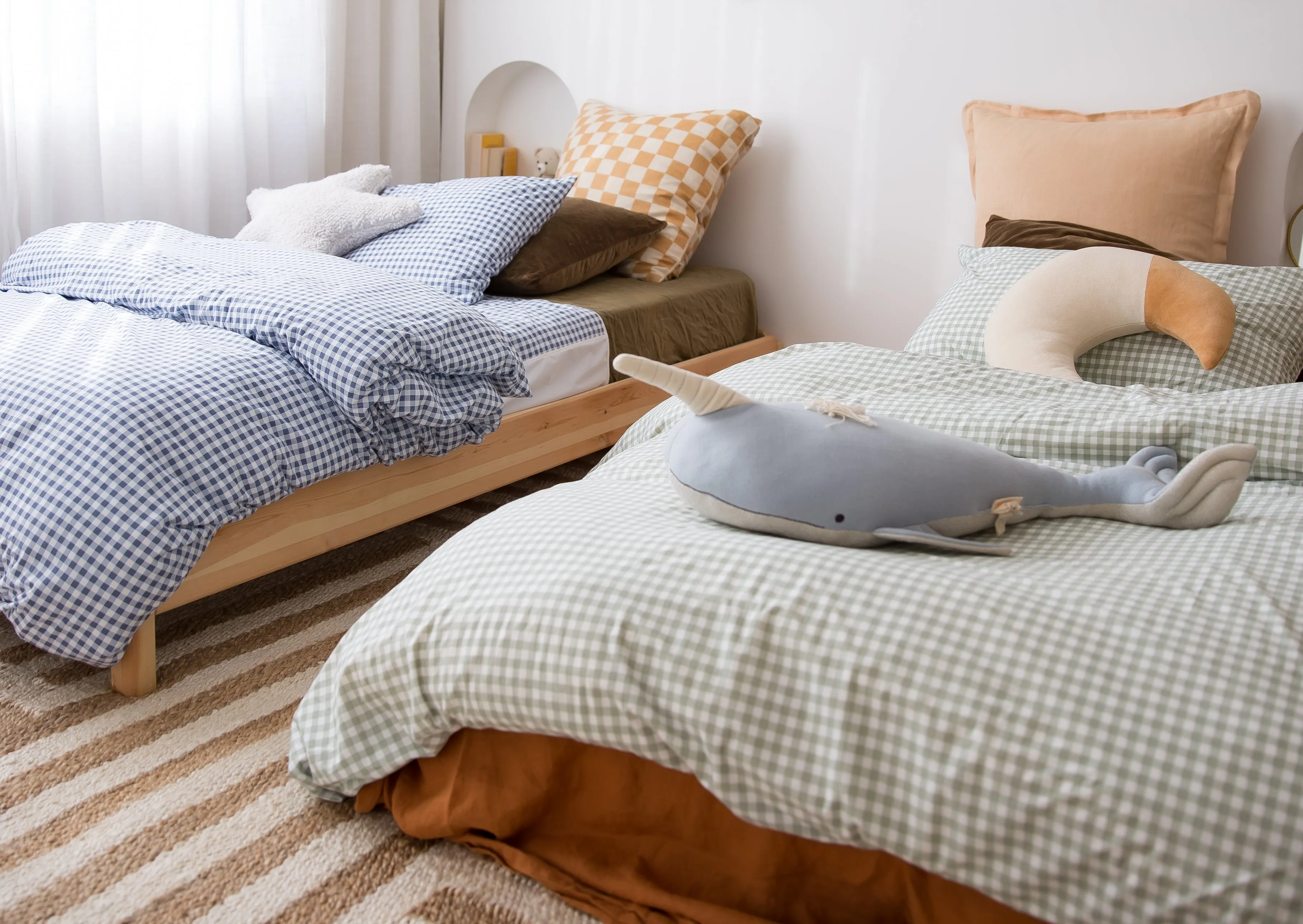 The Midnight Gang Dusty Blue Gingham Waterproof Doona Cover