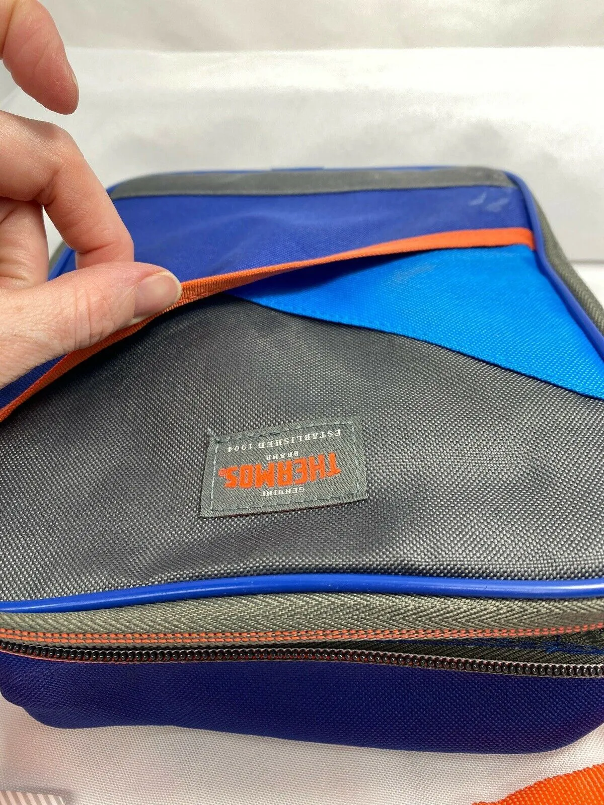 THERMOS BRAND INSULATED LUNCH KIT Box Bag Navy Orange Black Hot Cold Travel