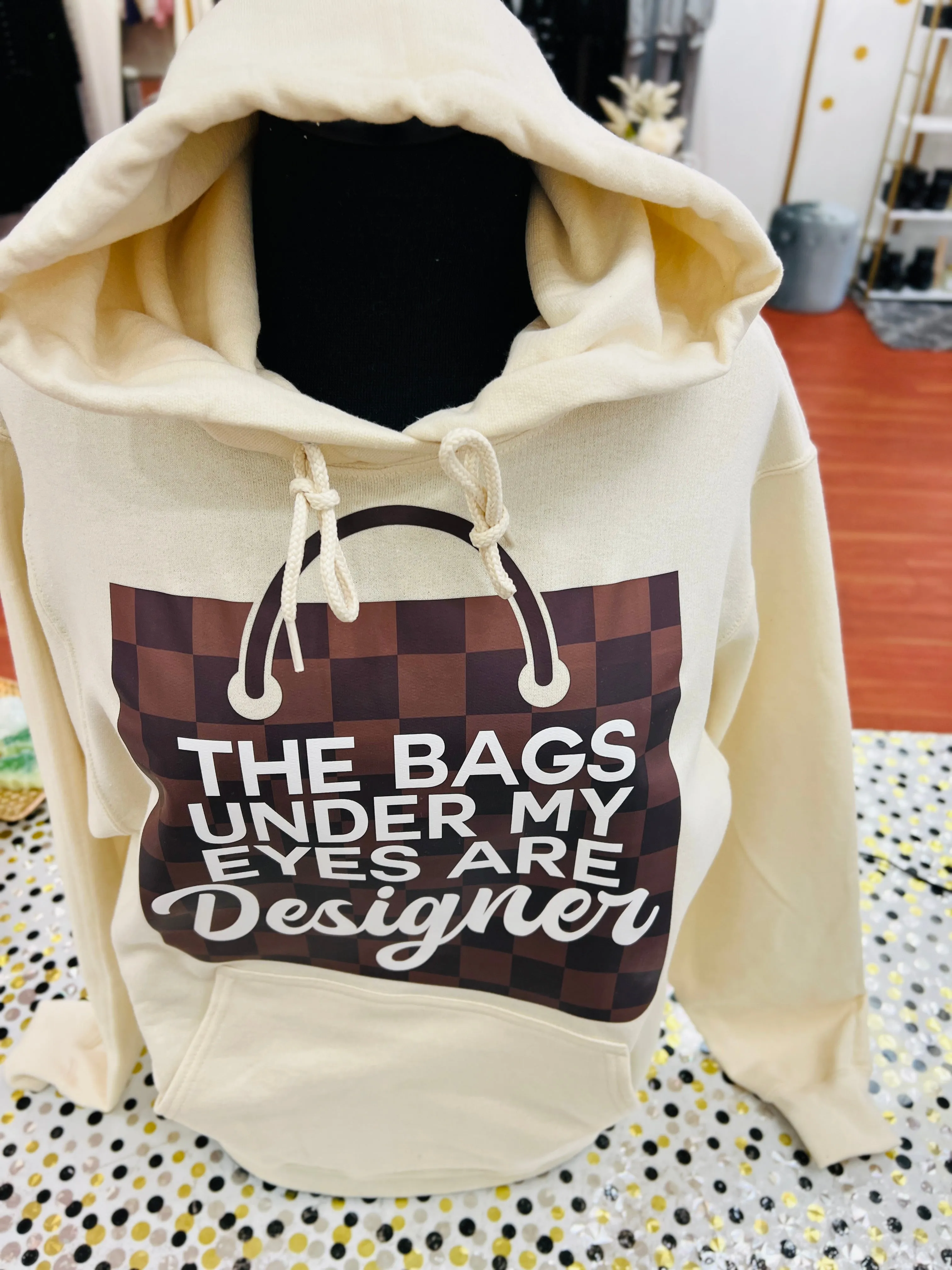 “These bags….”Hoodie Sweatshirt- Cream