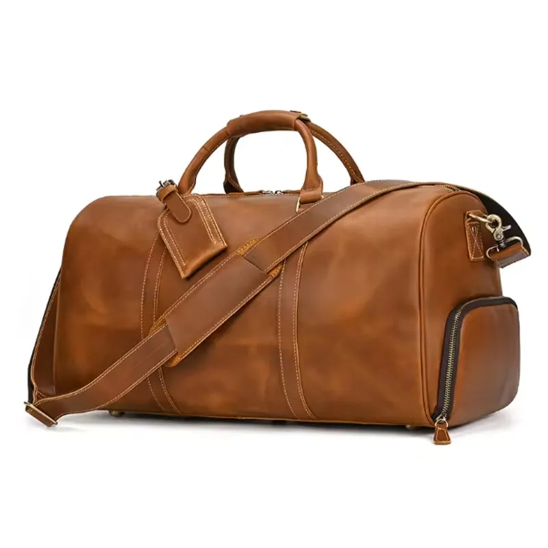 Travel Bag Cow Leather Carry On Luggage Bag