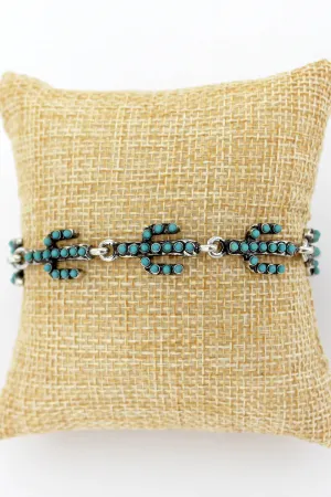 TURQUOISE BEADED CACTUS BRACELET