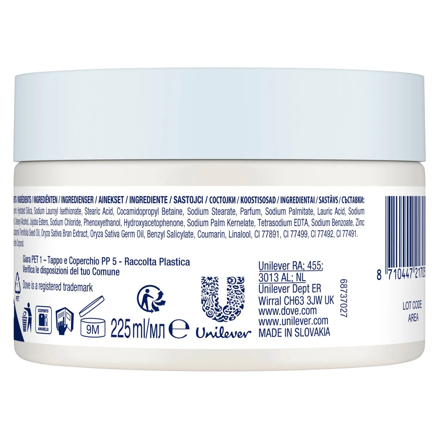Tẩy Tế Bào Chết Body Dove Hạt Macca & Mùi Gạo 225ml