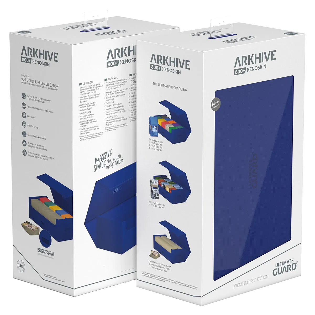 Ultimate Guard Arkhive Flip Case 800  Standard Size XenoSkin Monocolour Blue Deck Box