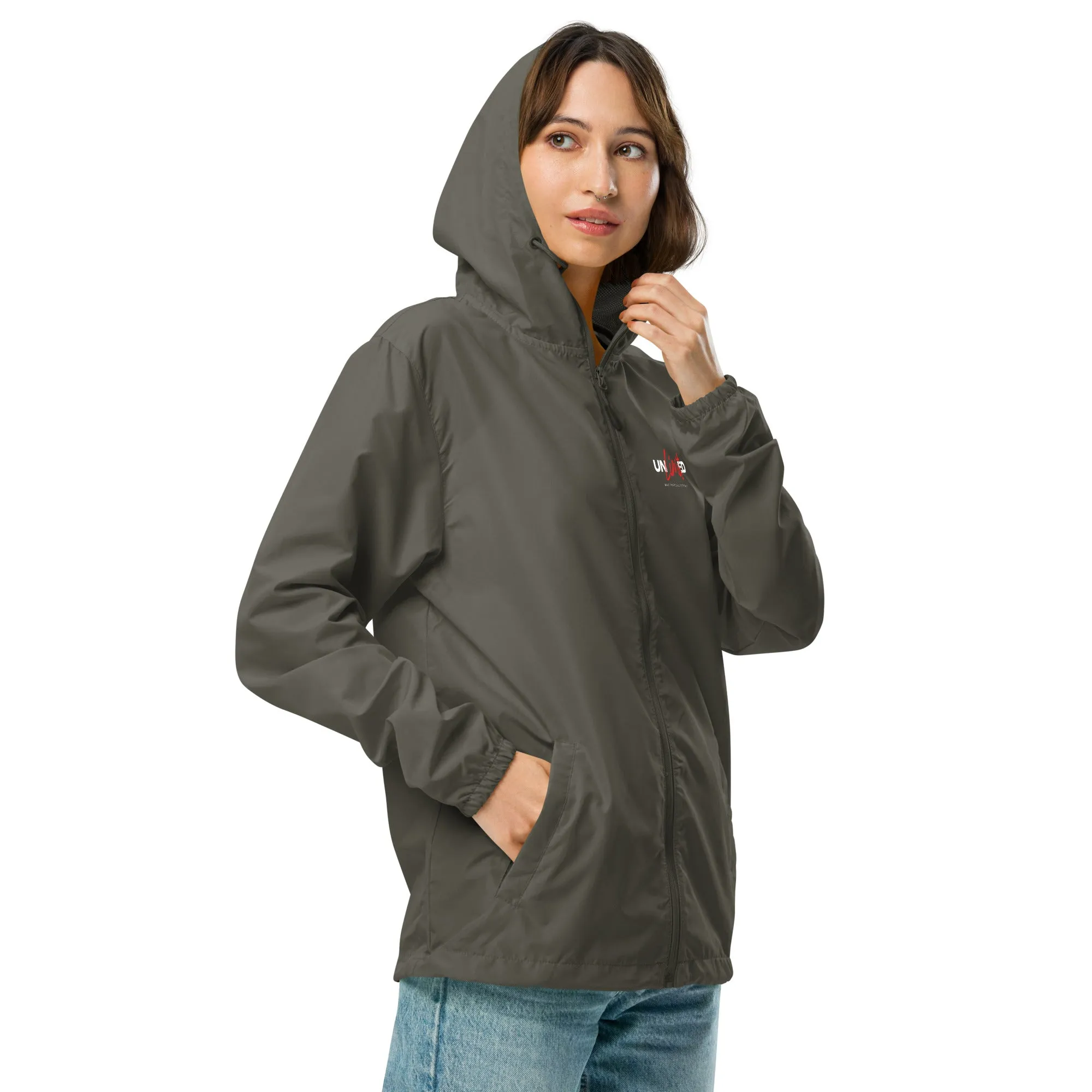 Unisex lightweight zip up windbreaker -  | unlimited make everything possible | print on demand