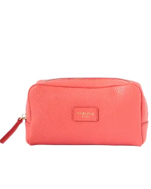 Unlined Cosmetic Case-Coral Leather