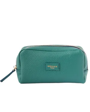 Unlined Cosmetic Case - Emerald Green Leather