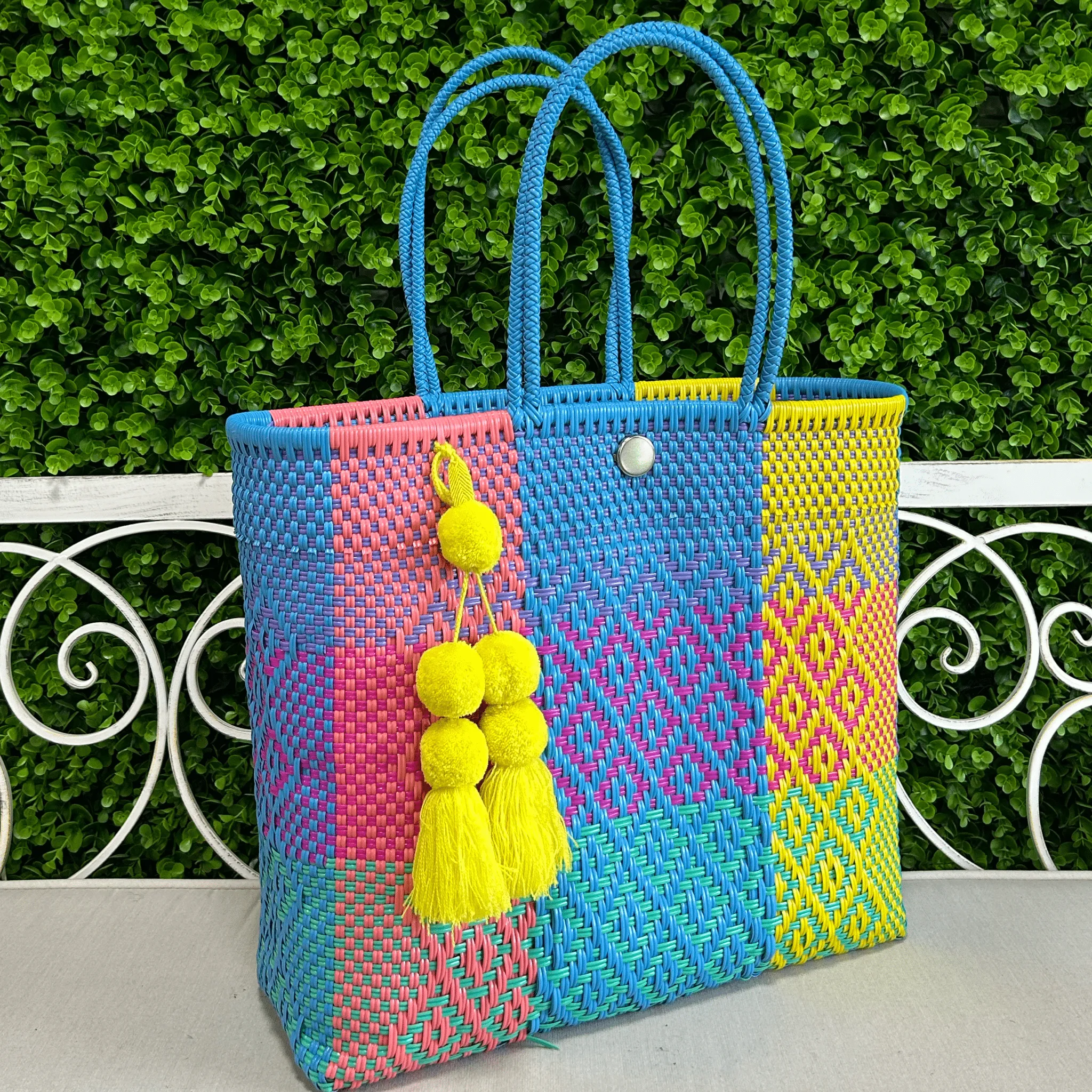 Upcycled Handwoven LG Tote - Celeste