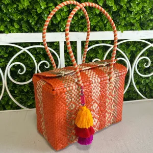 Upcycled Handwoven MD Basket - Orange Crush