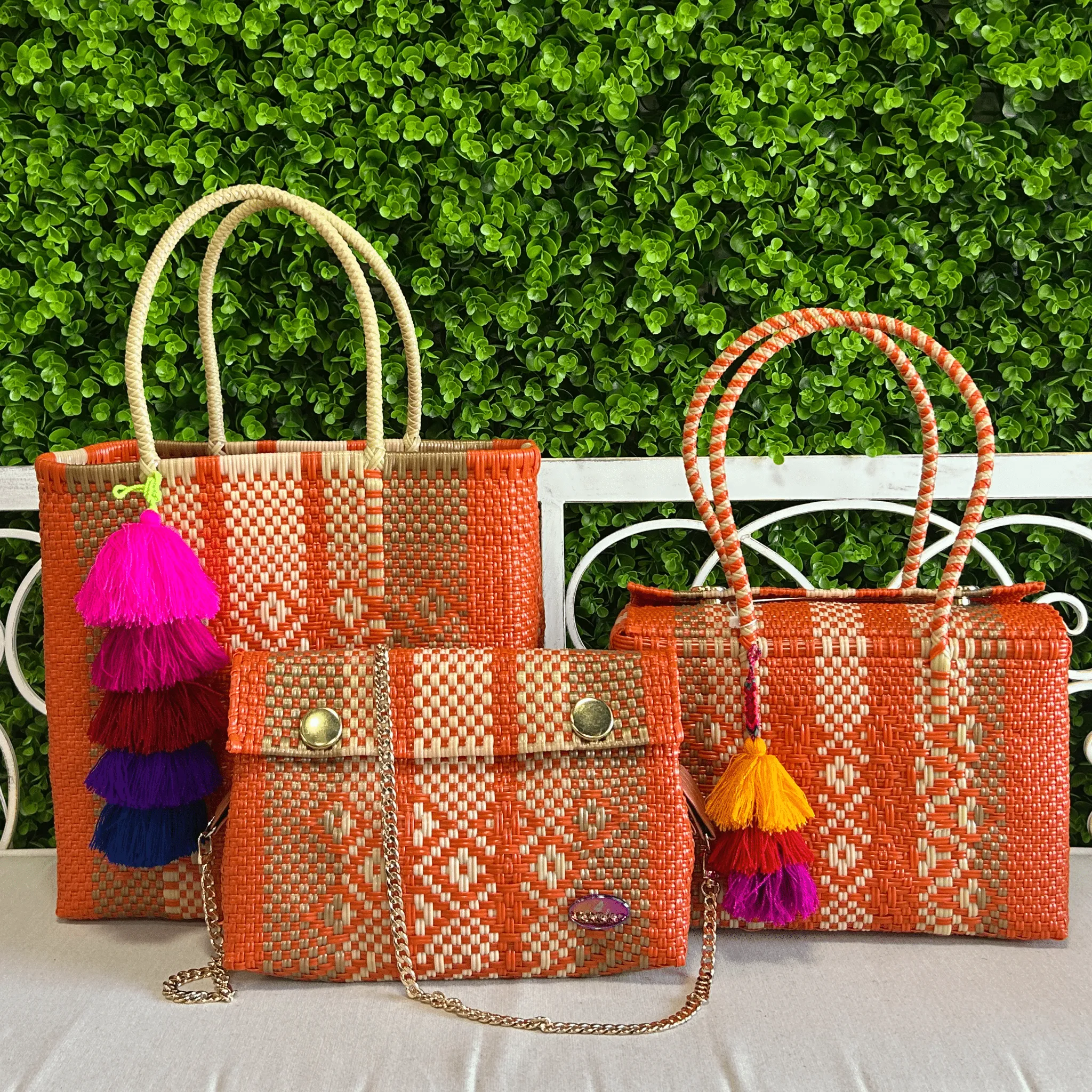 Upcycled Handwoven MD Basket - Orange Crush